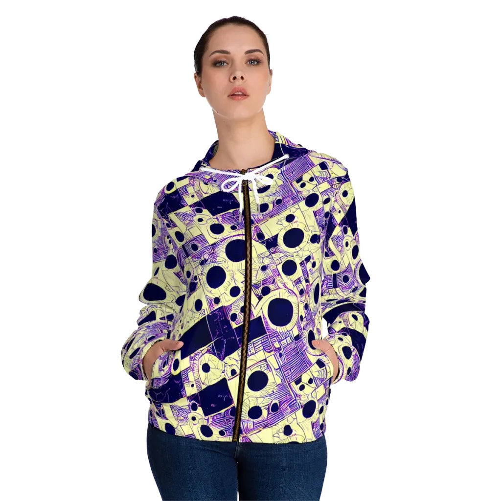 Solar Blueprint on Women's Full-Zip Hoodie — Front On Person