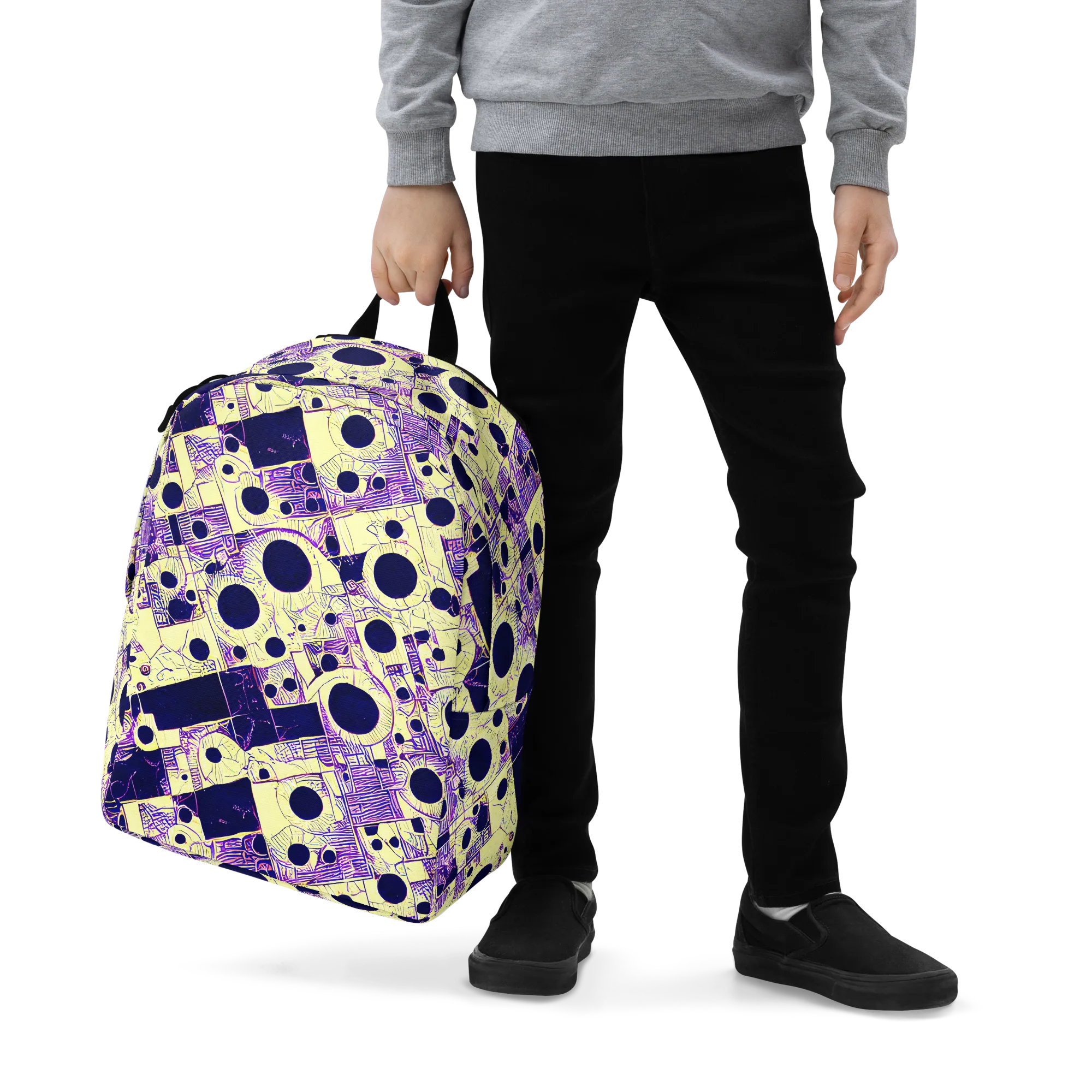 Solar Blueprint on Minimalist Backpack — Zoomed-in