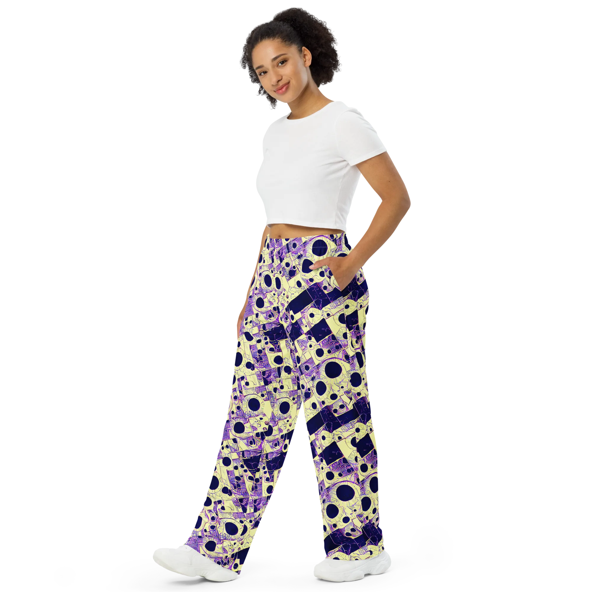 Solar Blueprint on Wide-Leg Pants — Left Front
