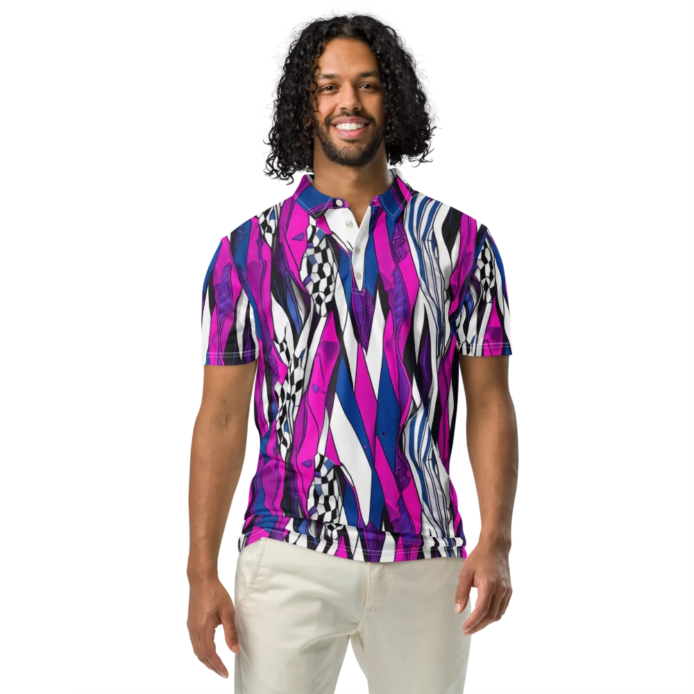 Electric Runway on Men's Slim Fit Polo Shirt — Front