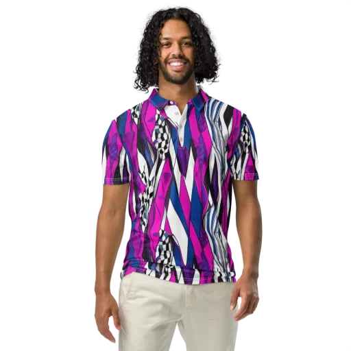 Electric Runway on a Men's Slim Fit Polo Shirt