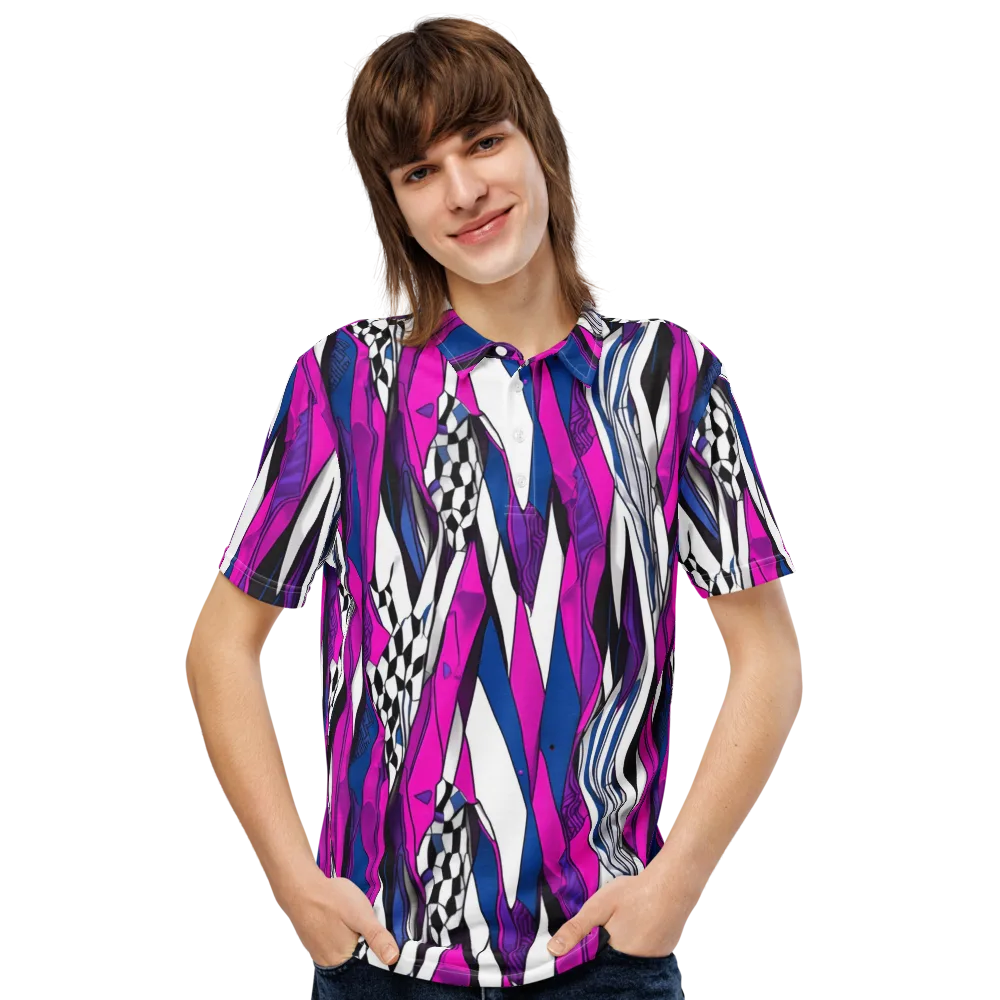 Electric Runway on Men's Slim Fit Polo Shirt — Front