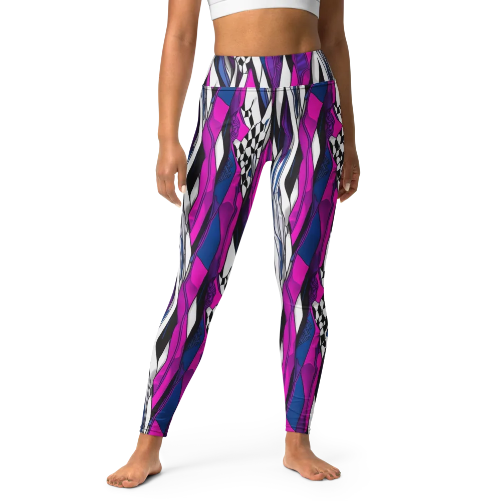 Electric Runway on Yoga Leggings — Front