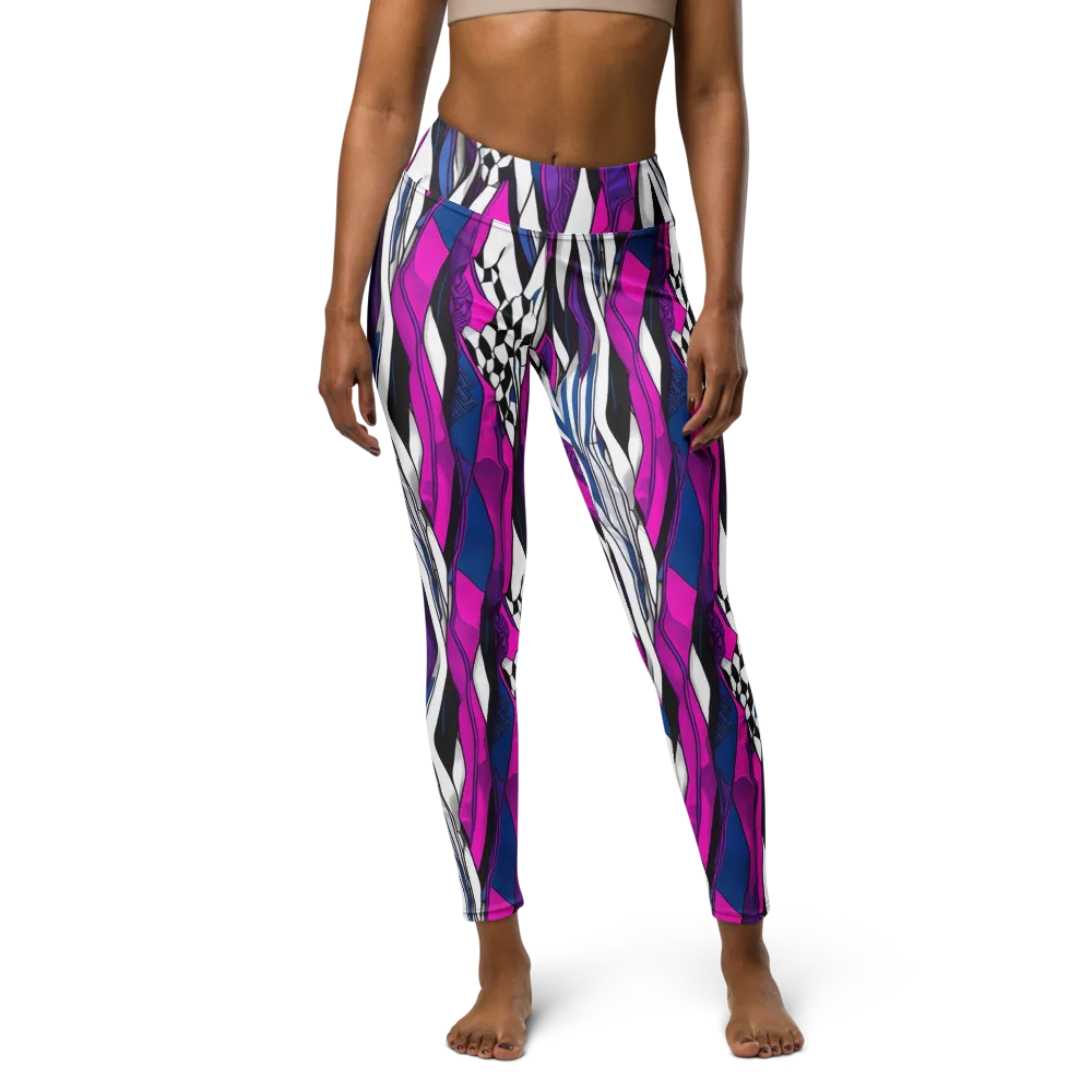 Electric Runway on Yoga Leggings — Front