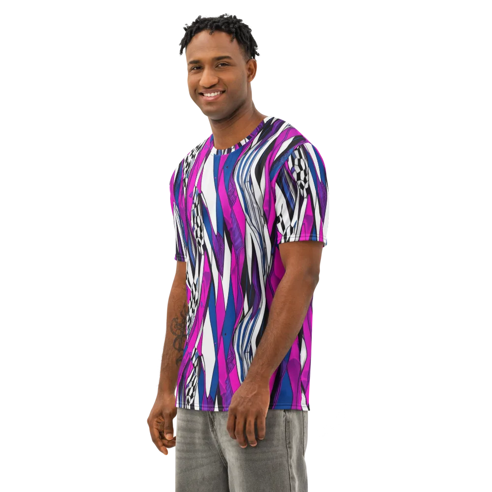 Electric Runway on Men's Cotton Crew Neck T-Shirt — Left Front
