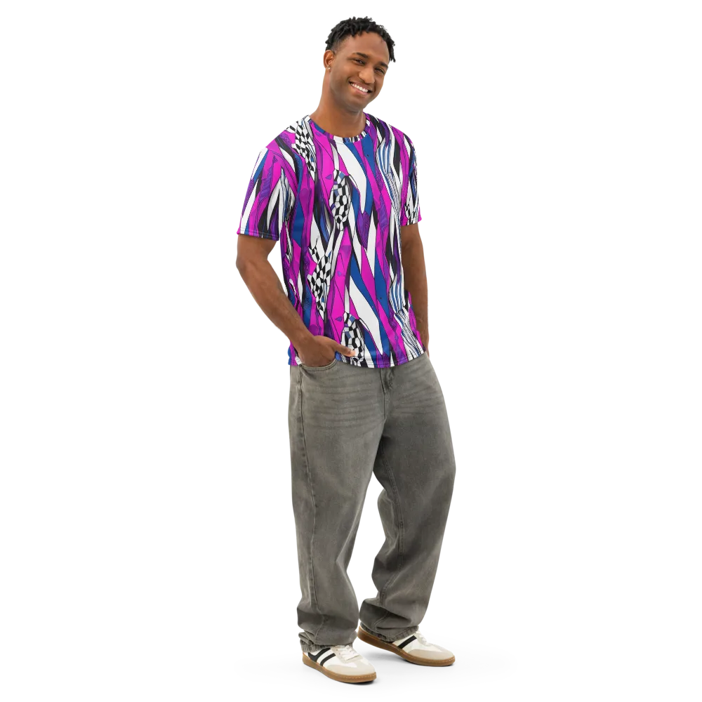 Electric Runway on Men's Cotton Crew Neck T-Shirt — Right Front