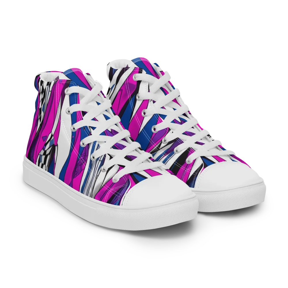 Electric Runway on Men's High Top Canvas Shoes — Right Front