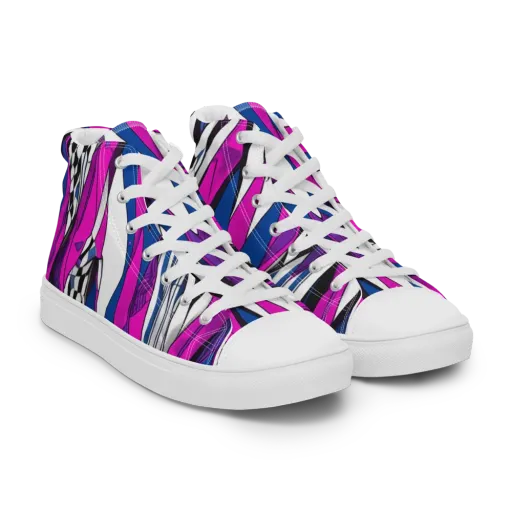 Electric Runway on a Men's High Top Canvas Shoes