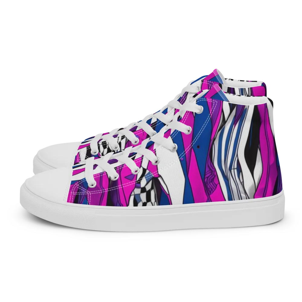 Electric Runway on Men's High Top Canvas Shoes — Left