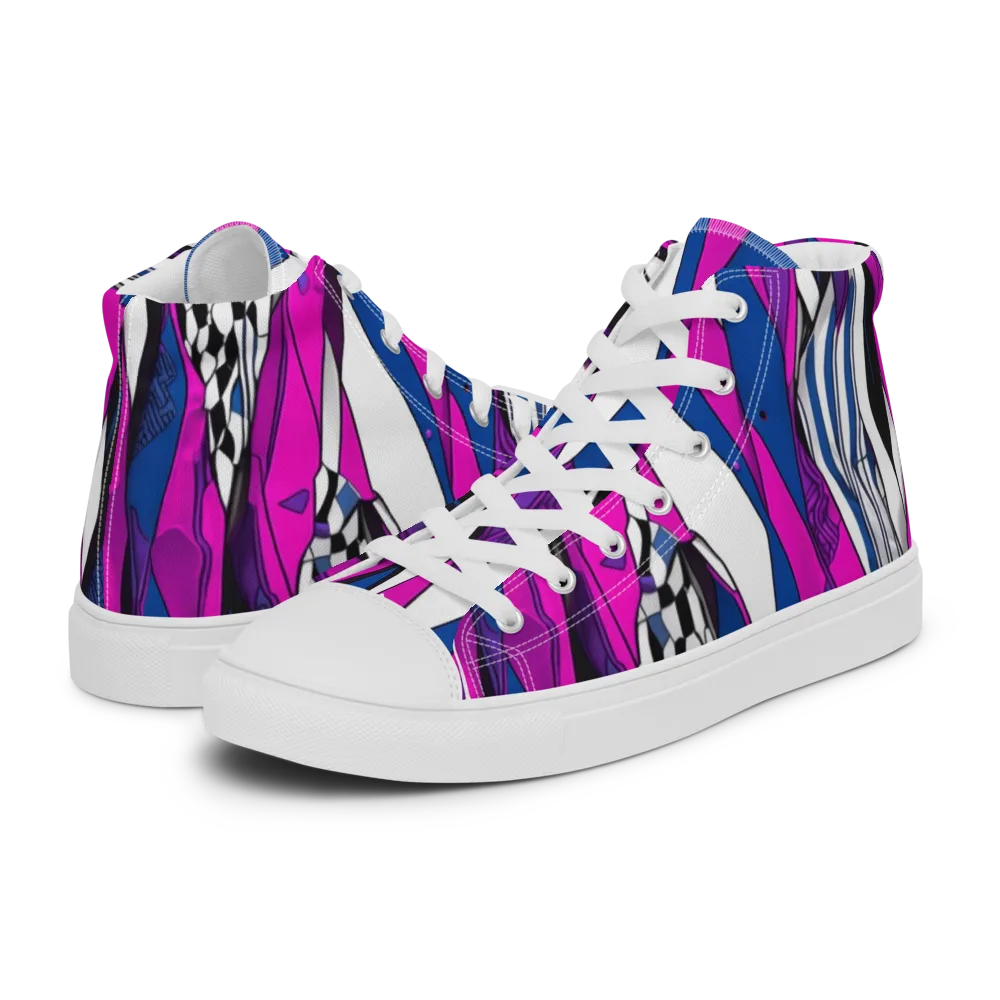 Electric Runway on Men's High Top Canvas Shoes — Left