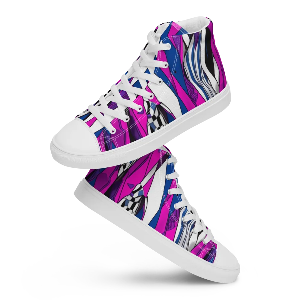 Electric Runway on Men's High Top Canvas Shoes — Front