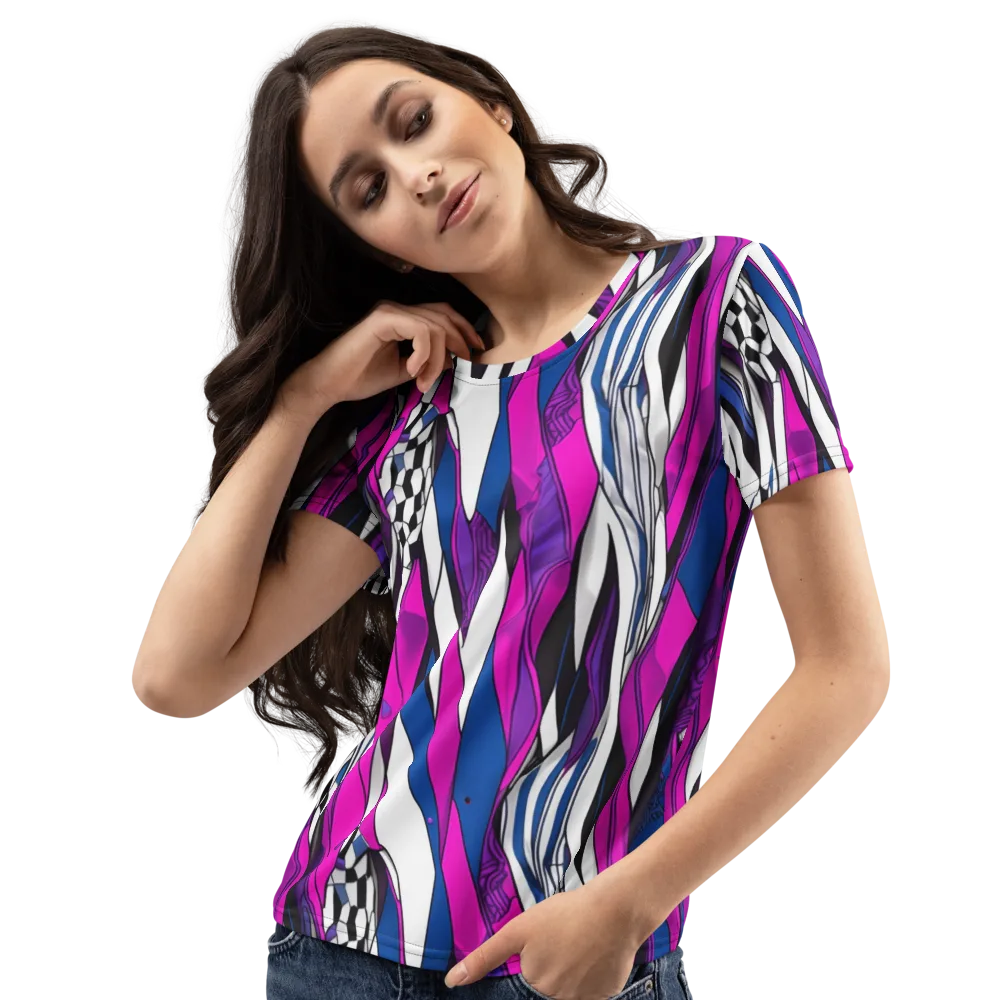 Electric Runway on Women's Crew Neck T-Shirt — Left Front
