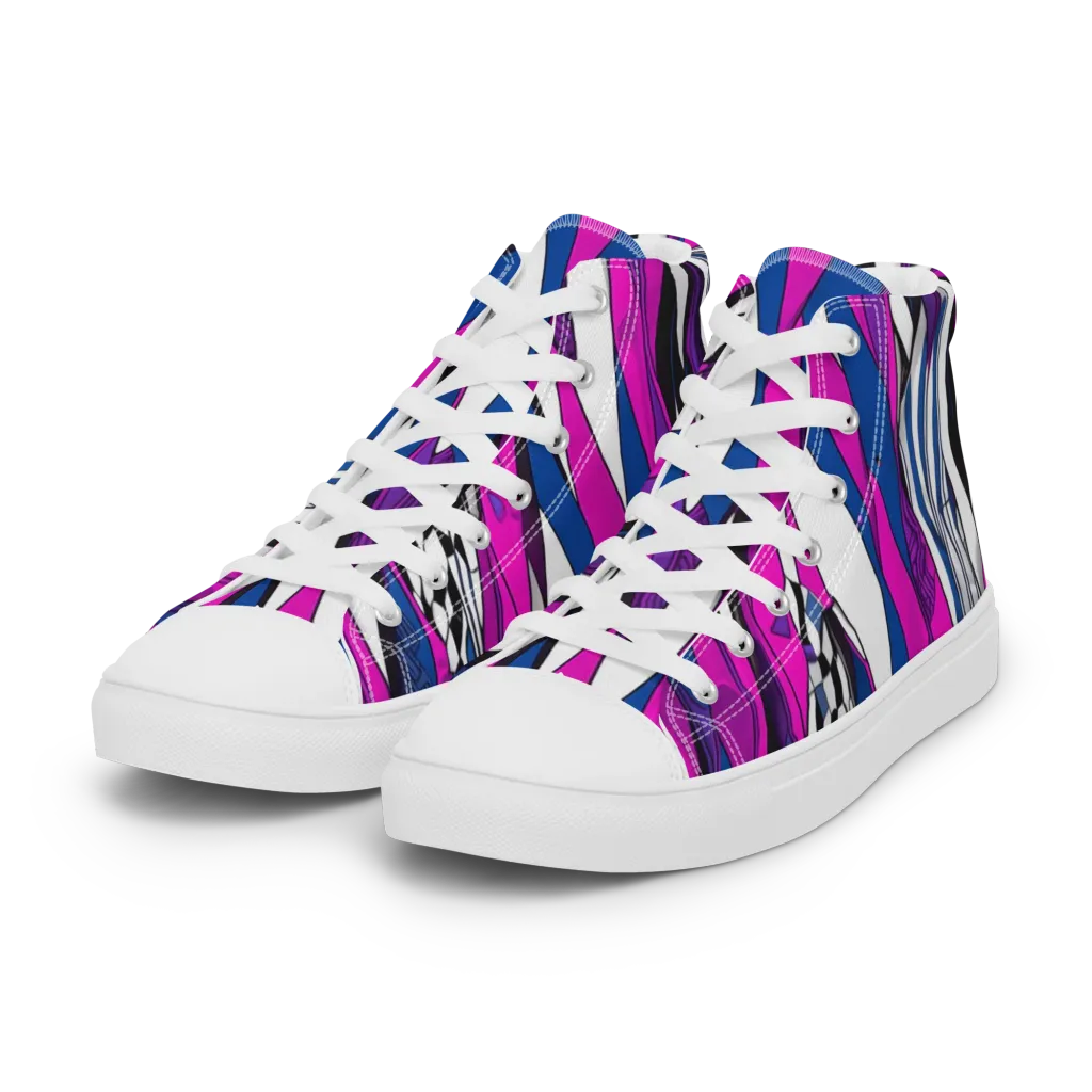 Electric Runway on Women's High Top Canvas Shoes — Left Front