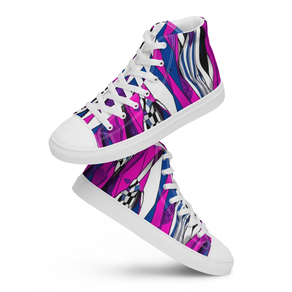 Electric Runway on Women's High Top Canvas Shoes — Front