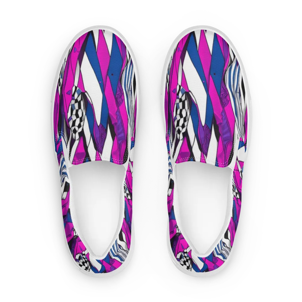 Electric Runway on Men's Slip-On Canvas Shoes — Front