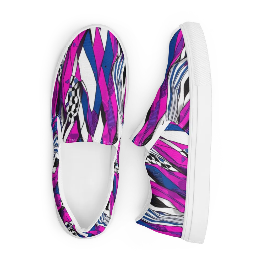 Electric Runway on Men's Slip-On Canvas Shoes — Front