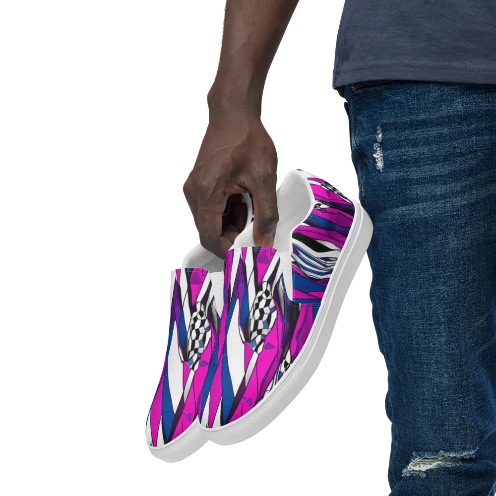 Electric Runway on Men's Slip-On Canvas Shoes — Left Front