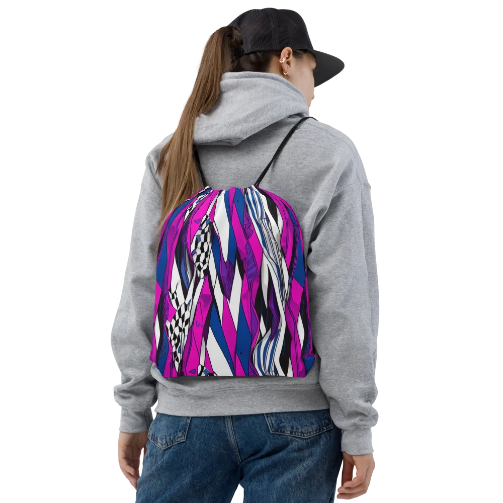 Electric Runway on Drawstring Bag — Front