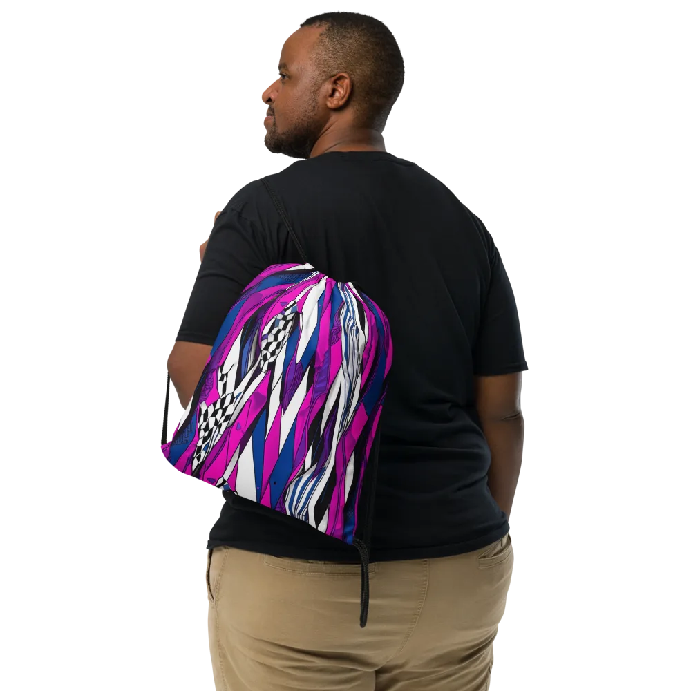 Electric Runway on Drawstring Bag — Front