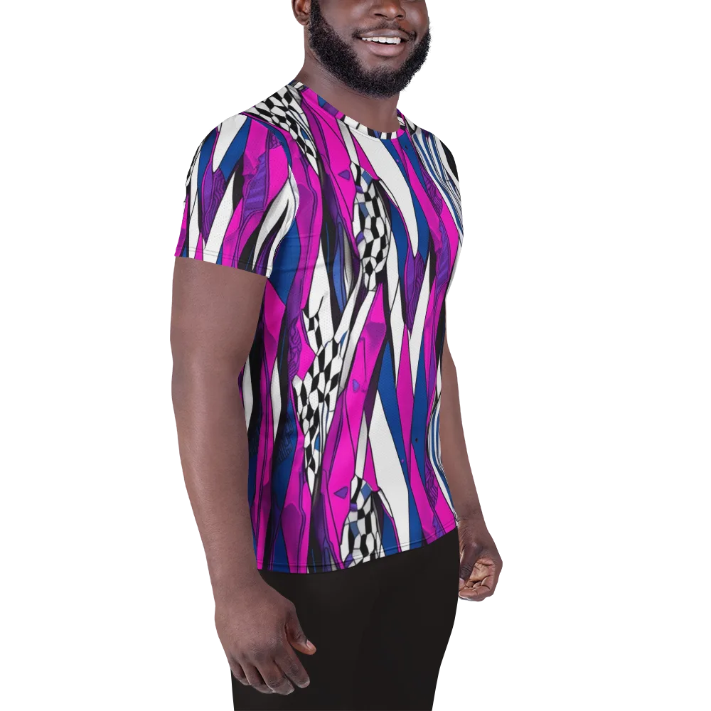 Electric Runway on Men's Athletic T-Shirt — Right