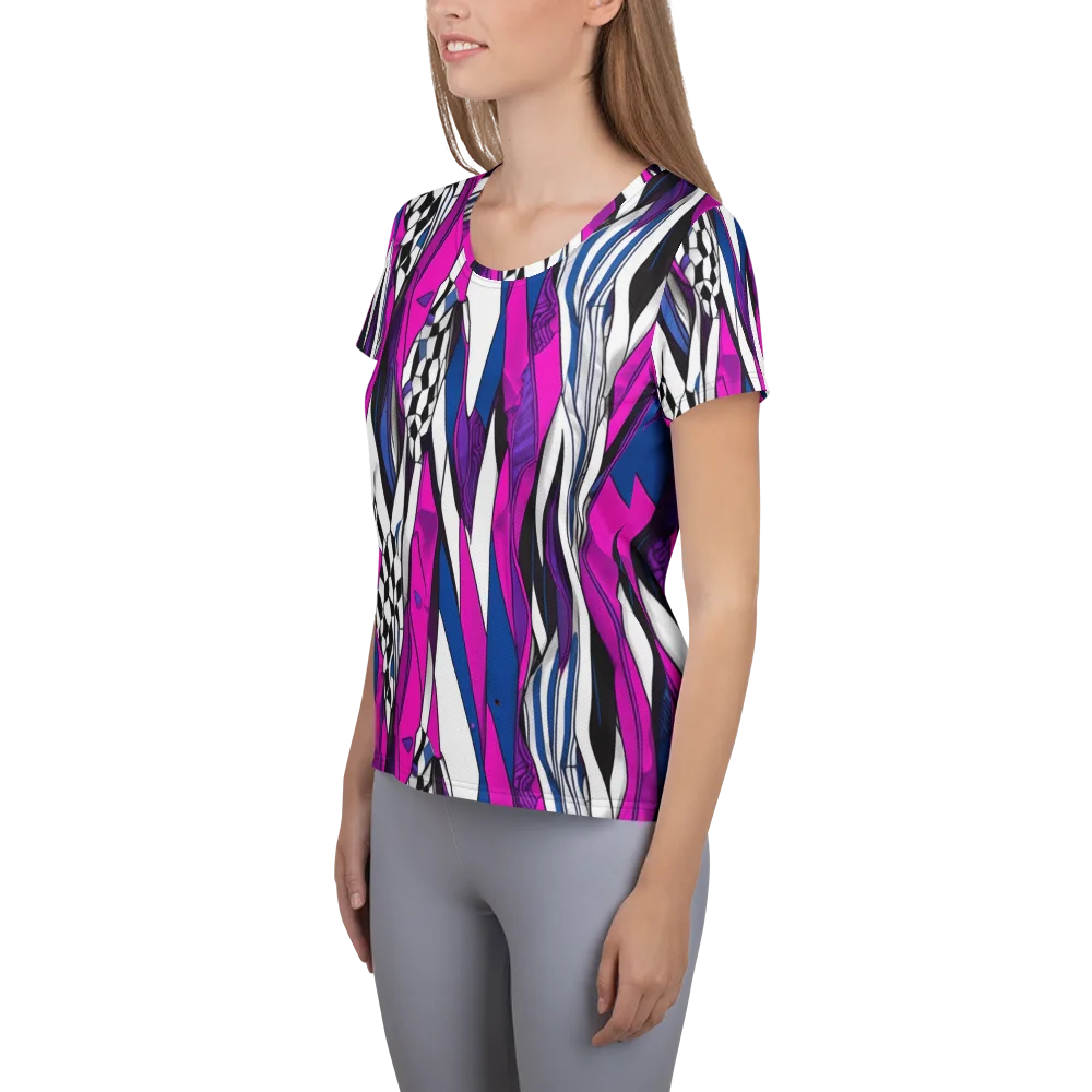 Electric Runway on Women's Athletic T-Shirt — Left