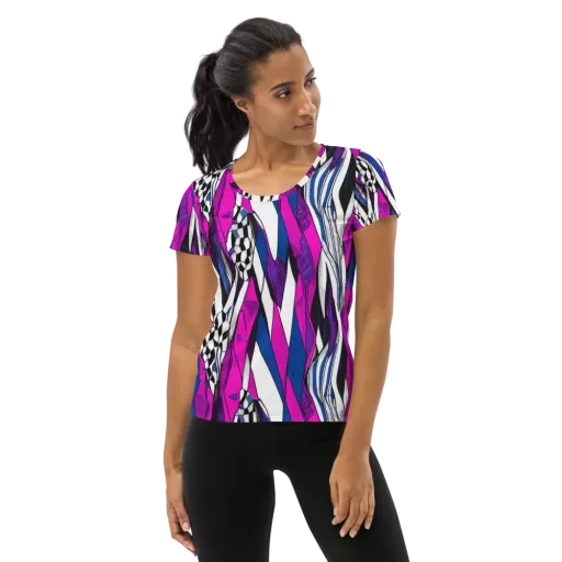 Electric Runway on a Women's Athletic T-Shirt