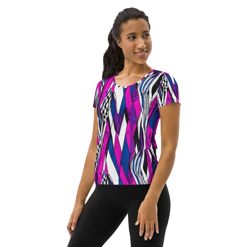 Electric Runway on Women's Athletic T-Shirt — Left