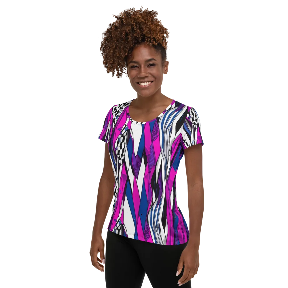 Electric Runway on Women's Athletic T-Shirt — Left