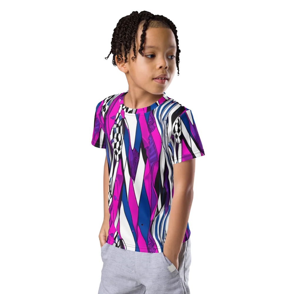 Electric Runway on Kids Crew Neck T-Shirt — Left Front