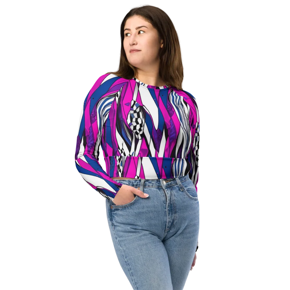 Electric Runway on Long Sleeve Crop Top — Front