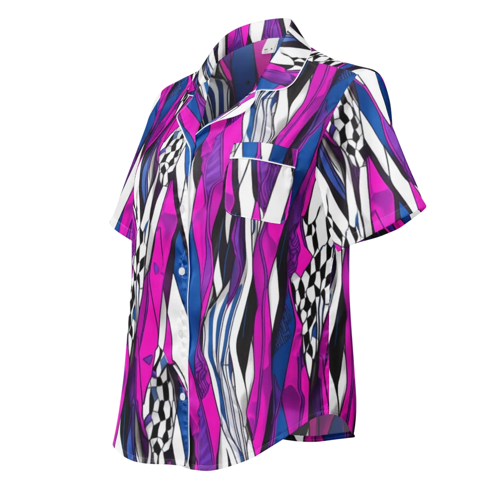 Electric Runway on Women's Short Sleeve Pajama Top — Left Front