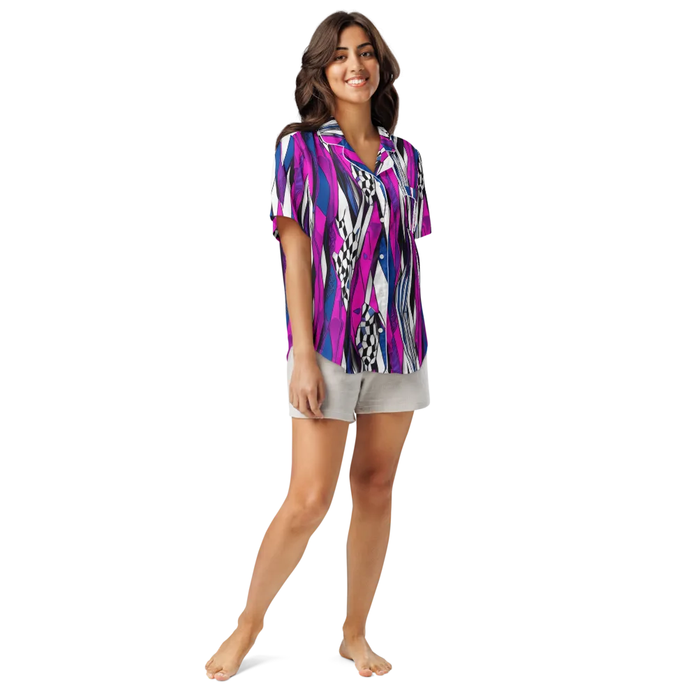 Electric Runway on Women's Short Sleeve Pajama Top — Front