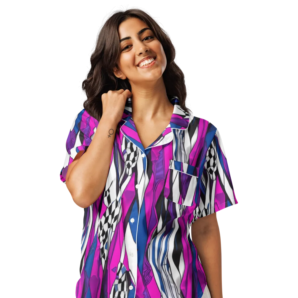 Electric Runway on Women's Short Sleeve Pajama Top — Front