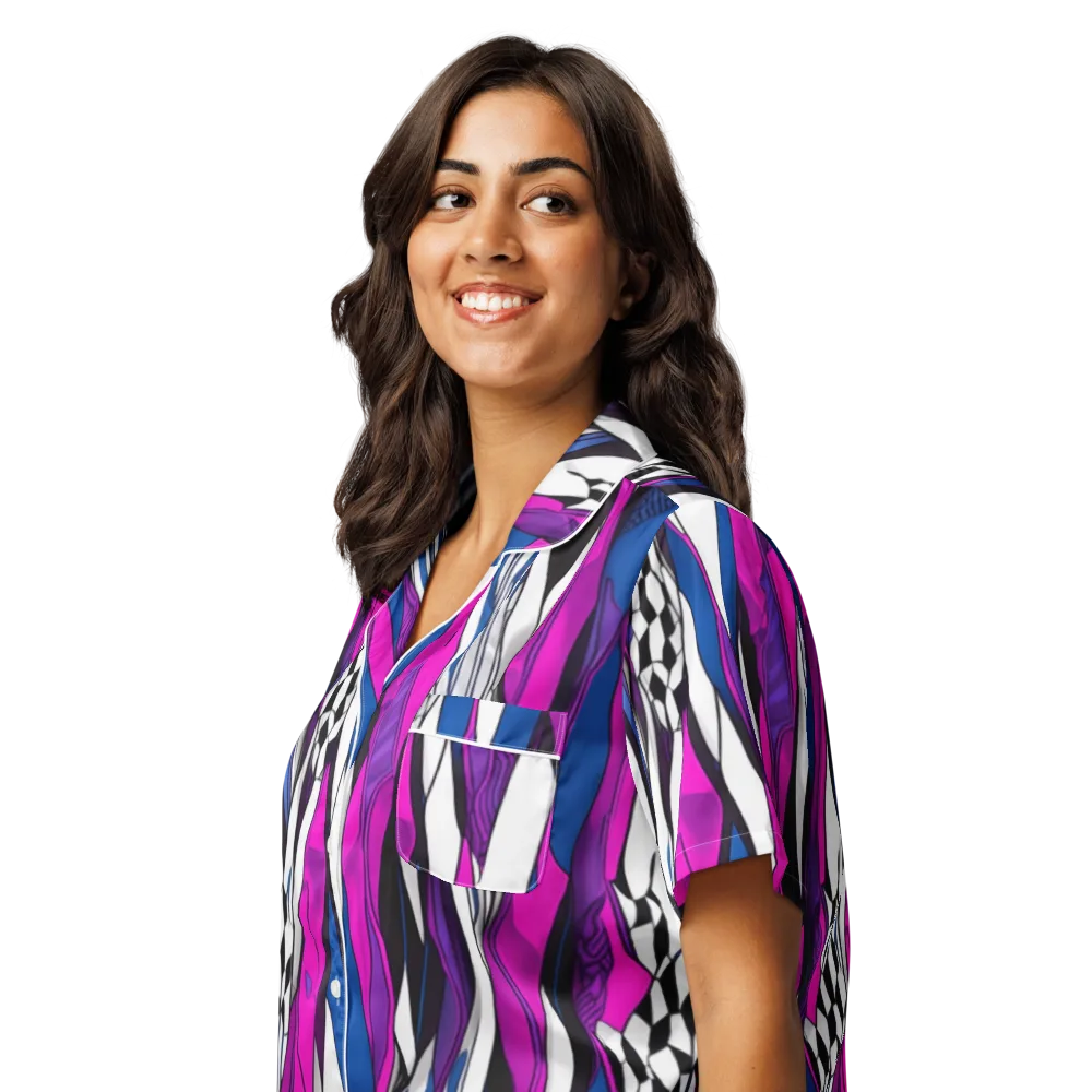 Electric Runway on Women's Short Sleeve Pajama Top — Left Front