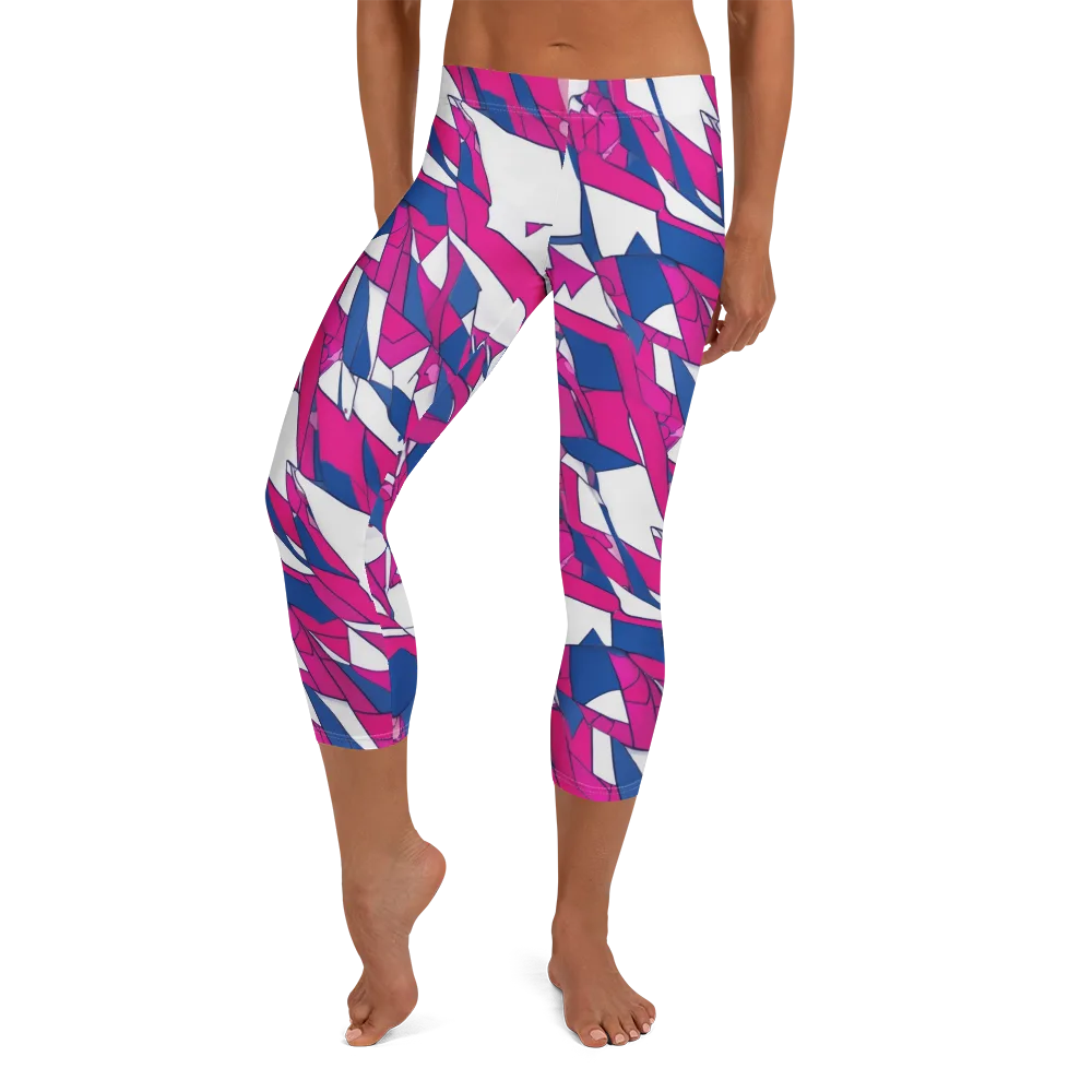 Blue Noise Bloom on Capri Leggings — Front