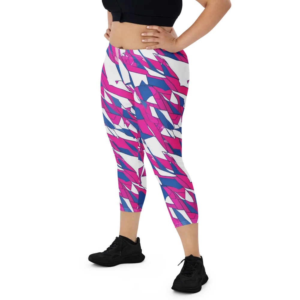 Blue Noise Bloom on Capri Leggings — Front