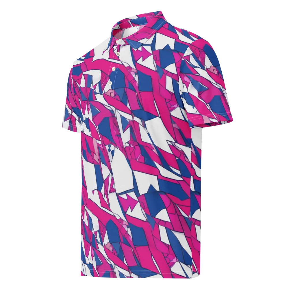 Blue Noise Bloom on Men's Slim Fit Polo Shirt — Left Front