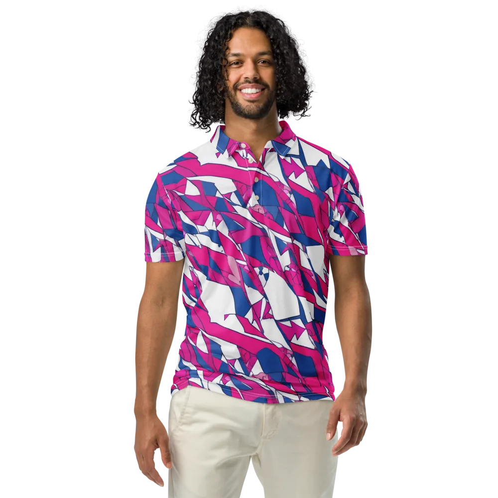 Blue Noise Bloom on Men's Slim Fit Polo Shirt — Front