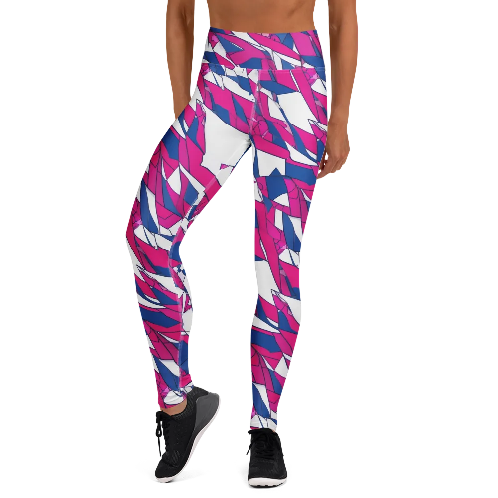 Blue Noise Bloom on Yoga Leggings — Front
