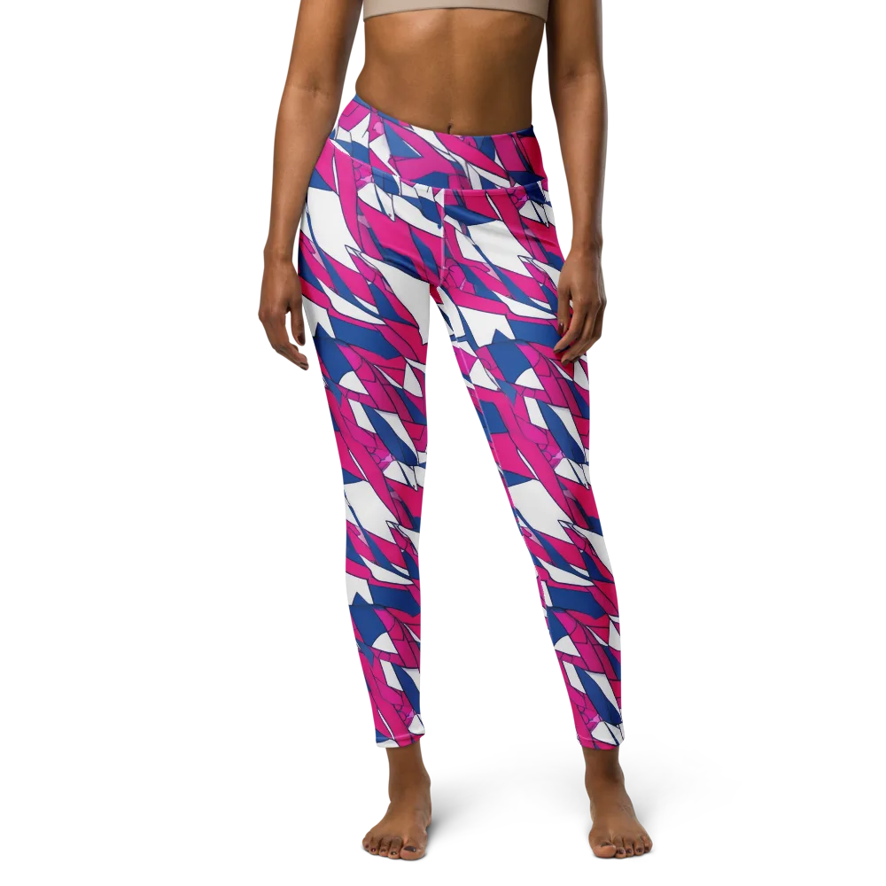 Blue Noise Bloom on Yoga Leggings — Front