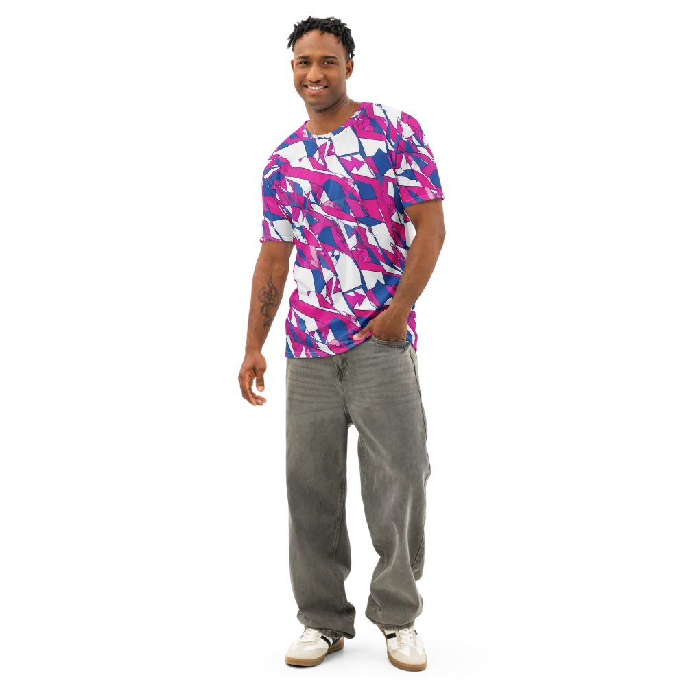 Blue Noise Bloom on Men's Cotton Crew Neck T-Shirt — Front