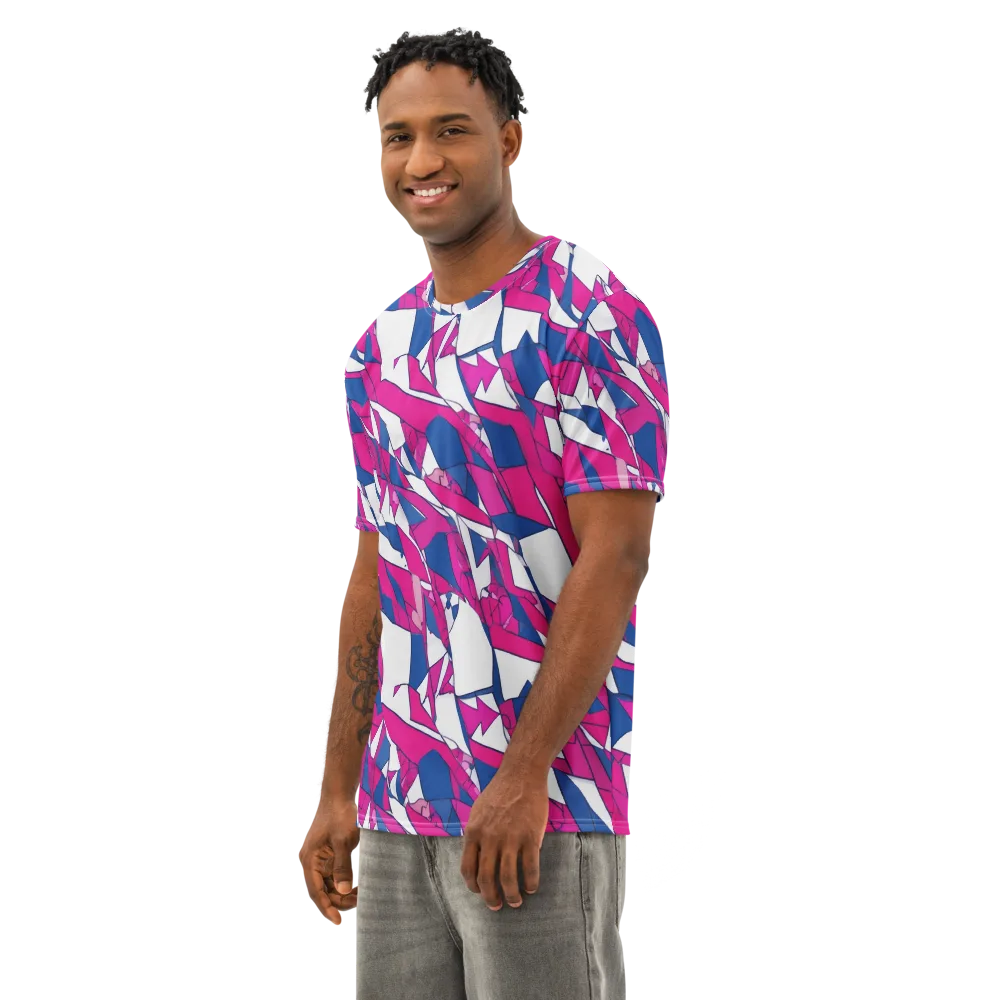 Blue Noise Bloom on Men's Cotton Crew Neck T-Shirt — Left Front
