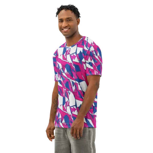 Blue Noise Bloom on a Men's Cotton Crew Neck T-Shirt