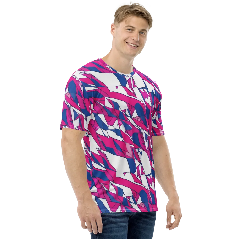 Blue Noise Bloom on Men's Crew Neck T-Shirt — Right