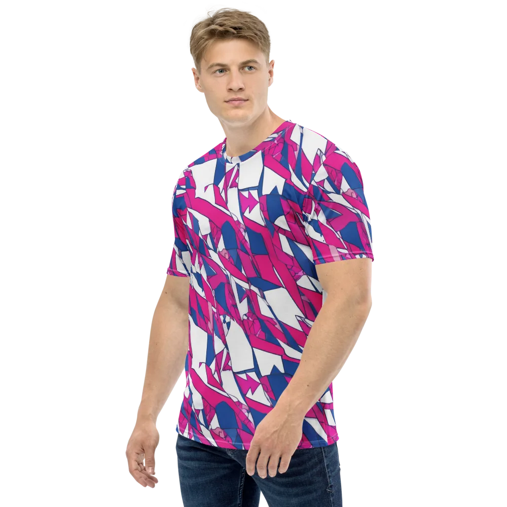 Blue Noise Bloom on Men's Crew Neck T-Shirt — Left