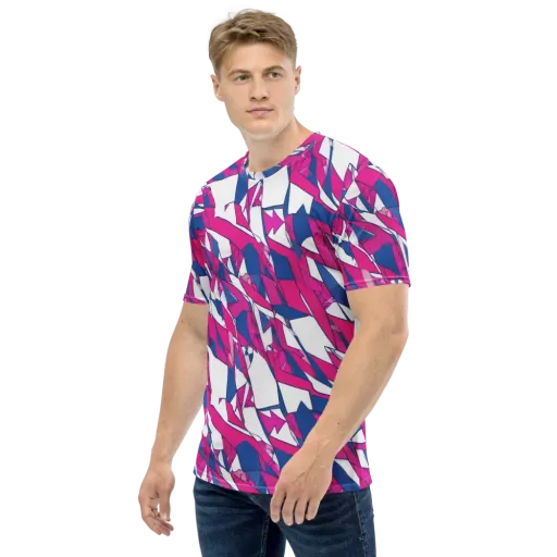 Blue Noise Bloom on a Men's Crew Neck T-Shirt
