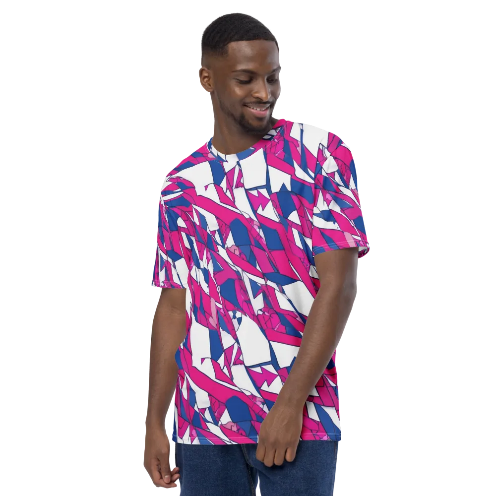 Blue Noise Bloom on Men's Crew Neck T-Shirt — Left