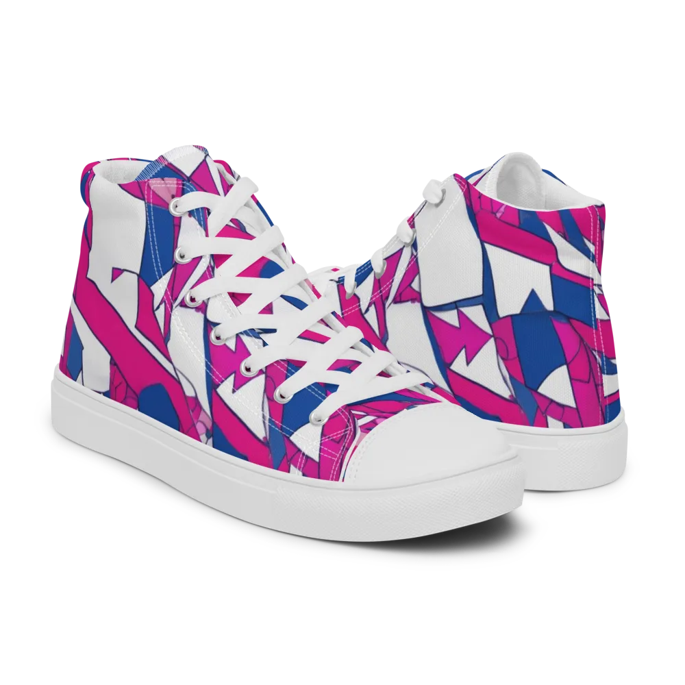 Blue Noise Bloom on Men's High Top Canvas Shoes — Right