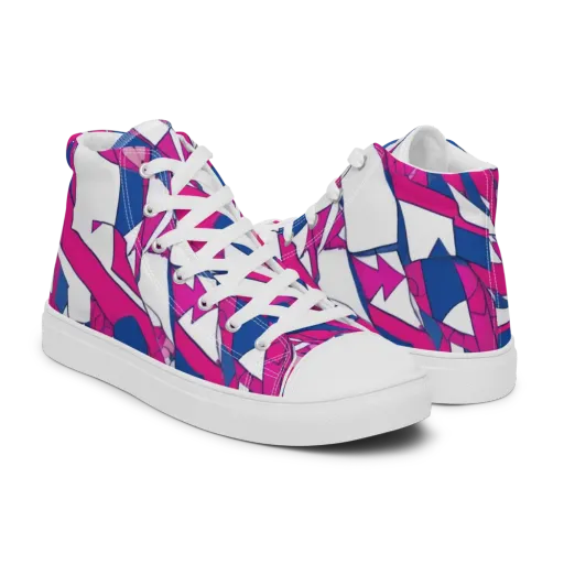 Blue Noise Bloom on a Men's High Top Canvas Shoes