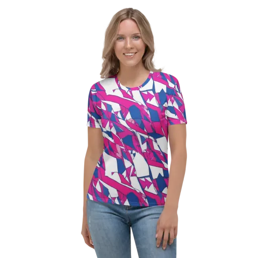 Blue Noise Bloom on a Women's Crew Neck T-Shirt